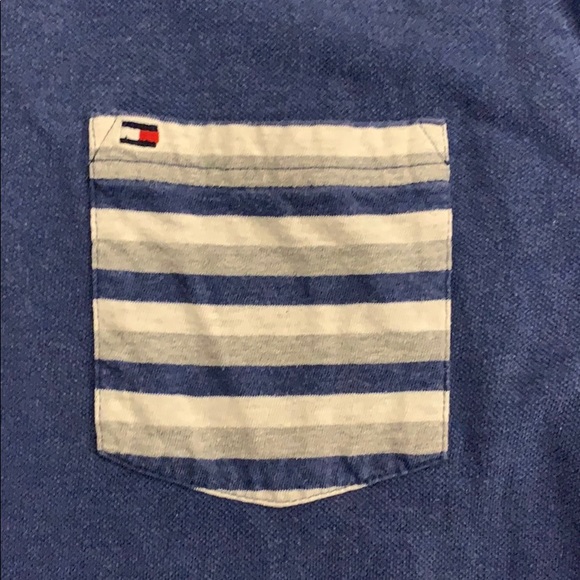 Tommy Hilfiger custom fit polo blue white grey - Picture 2 of 4